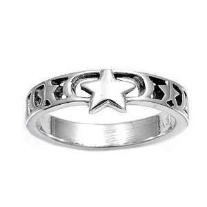  Sterling Silver Stars Baby Ring   Size 1 Jewelry