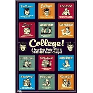  College Beer Drinking Alcohol Humour Poster 23 x 35 inches 