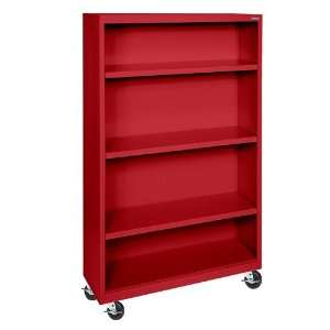 Sandusky Lee BM30361852 01 Red Steel Mobile Book Case, 58 Height x 36 