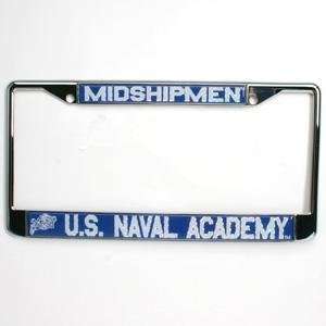  NAVY METAL LICENSE PLATE FRAME W/DOMED INSERT Sports 