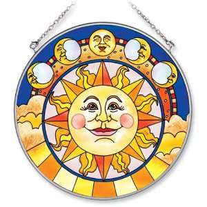  Amia Handpainted Glass Sun with Many Moons Suncatcher, 6 1 