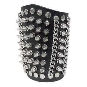  Black Leather Spikes and Chains Gauntlet 