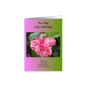  100th Birthday Card   Double Pink Hibiscus Card Toys 