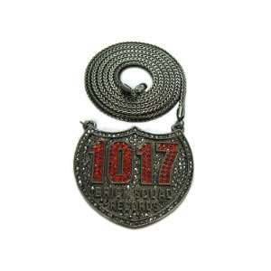  Iced Out 1017 Brick Squad Black with Red Pendant and 36 
