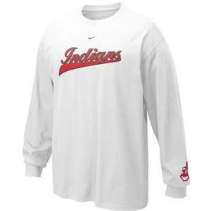  Nike Cleveland Indians White Slider Long Sleeve T shirt 