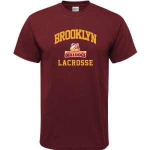  Brooklyn College Bulldogs Maroon Lacrosse Arch T Shirt 