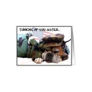  Thinking of you sister Military Boxer Dog Card Health 