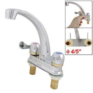   Sink Chrome Brass Double Handle Centerset Water Tap Mixer Basin Faucet