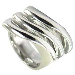  Three Wave Rhodium Ring Jewelry