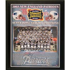   Patriots NFL Football Super Bowl 38 XXXVIII Championship 11x13 Plaque