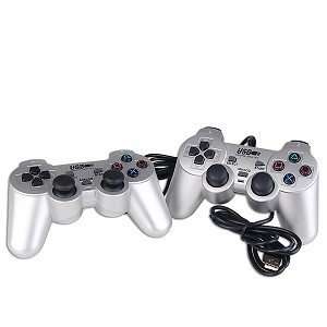  USB Double Shock Controller 2 Pack (Silver) Electronics