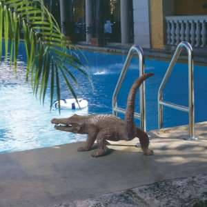   Spitting Alligator Solid Bronze Garden Fountain Statue