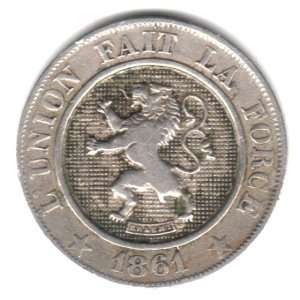  1861 Belgium 10 Centimes Coin KM#22 