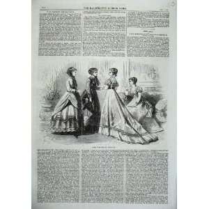  1867 Paris Fashion Women Dresses Ladies Hats Old Print 