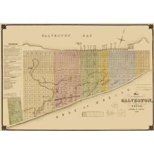  GALVESTON TEXAS (TX) J. LABATT LANDOWNER MAP 1869