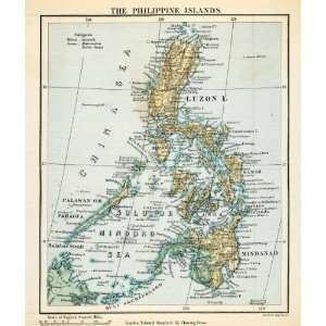  1879 Lithograph Philippine Island Luzon China Sea Map Art 
