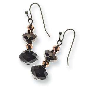    plated Dark Brown Crystal Bead Drop Earrings 1928 Boutique Jewelry