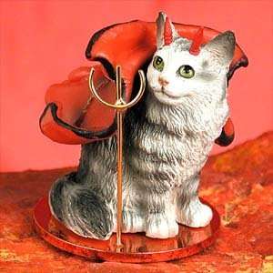    Silver Maine Coon Little Devil Cat Figurine