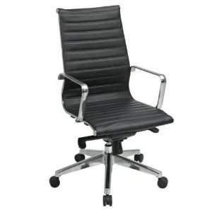   High Back Eco Leather Chair in Black with Mid Pivot Knee Tilt Control