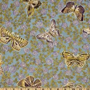  44 Wide Grandeur 2 Butterflies Jewel Fabric By The Yard 