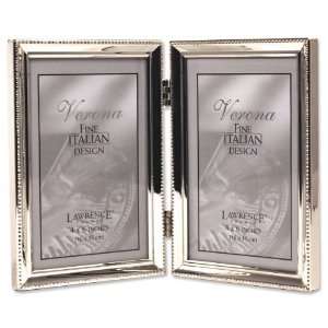  4x6 Hinged Double Silver Plated Metal Picture Frame with 