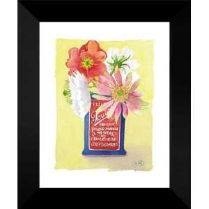   Robbin Gourley FRAMED Art 15x18 Flowers Redblue Can