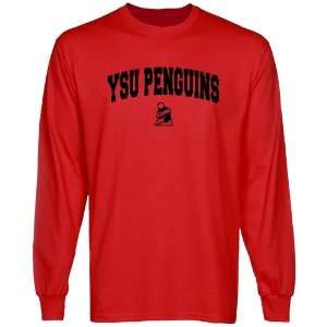 Youngstown State Penguins Red Logo Arch Long Sleeve T shirt  