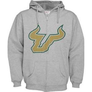  South Florida Bulls Grey Distressed Mascot Full Zip Hooded 