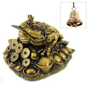  King Money Frog Bronze with Energy Cleansing Bell 
