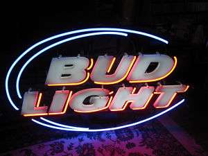 Vintage BUD LIGHT Neon Hanging Metal Sign Budweiser  