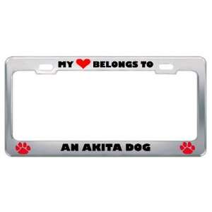 My Heart Belongs To An Akita Dog Animals Pets Metal License Plate 