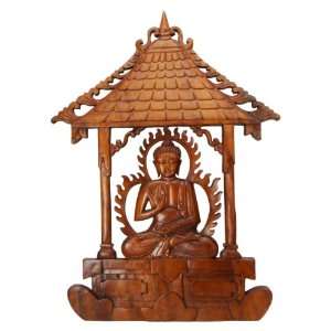 Wooden Buddha Wall Hanging, Hand Carved