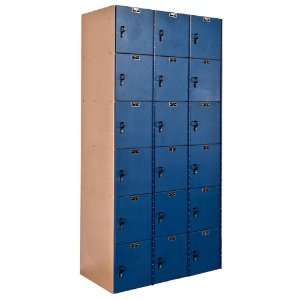  Assem Box Locker,6 Tier,36x18,taupe/blue   HALLOWELL 