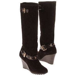 New Michael Kors Norma Wedge Knee High Boots Shoes Suede Coffee Brown 