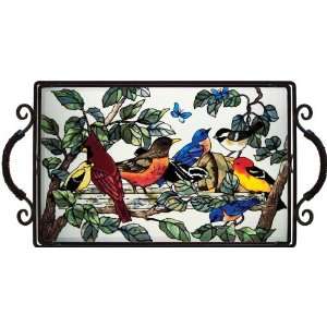 19.5x 10.5x 3 Birds of a Feather Beveled Stained Glass Art Tray by 