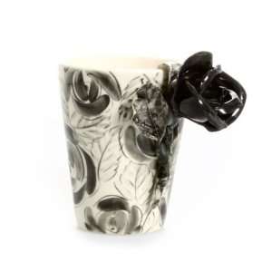  Rose 3D Ceramic Mug   Black