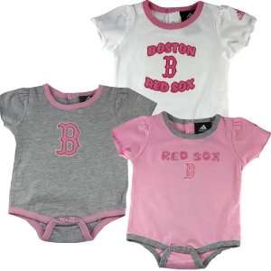  Boston Red Sox Baby Girl 3 Piece Body Suit Set