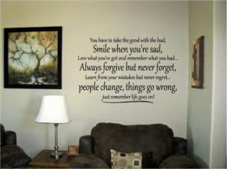 You have to take the good with the bad Vinyl Wall Art Words Decal 