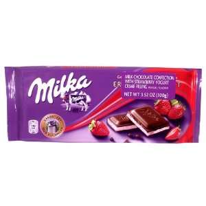 Milka Strawberry Yoghurt Chocolate   3.2oz  Grocery 