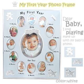 MY FIRST YEAR PHOTO FRAME Holds 13 PhotosWHITE color  