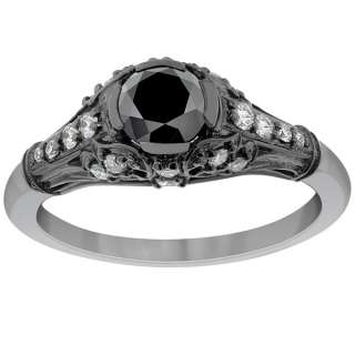   Diamond Engagement Ring Vintage Style 14K Black Gold DD BDR 073  