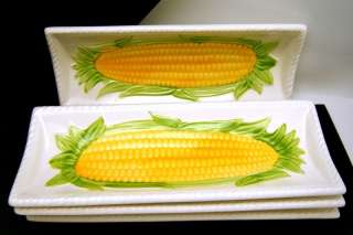 Cute Vintage Corn on Cob Serving Trays Set of 4 Individual Knobler 