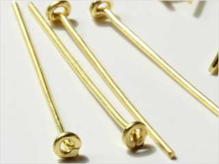 VTG GOLD TONE BEADS HEAD PINS FINDINGS 30 mm 1,2 (24)  
