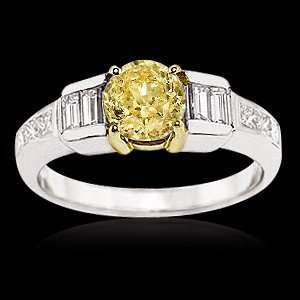  2.25 ct. yellow canary diamonds ring baguette cut ring 