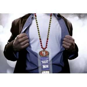 San Francisco 49ers Mardi Gras Beads Lanyard with Medallion and Ticket 