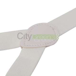 Mens/Womens Clip on Braces Elastic Y Shape Adjustable Suspender White 