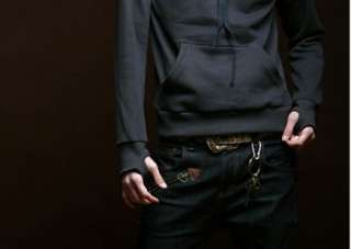 Mens Stylish Twin Pockets Hoodie Sweatshirt Black #13  