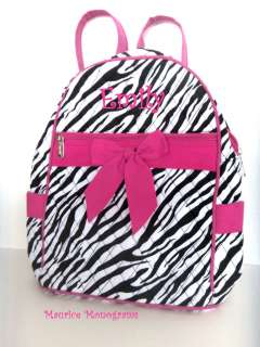   Toddler Backpack or Diaper Bag Zebra & Hot Pink Monogrammed FREE