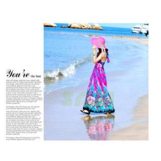 Bohemian Rose Sleeveless Deep V Summer Backless Long Beach Dress Women 