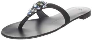 595 Giuseppe Zanotti Womens Crystal Thong Sandals Black Size 6.5 B 